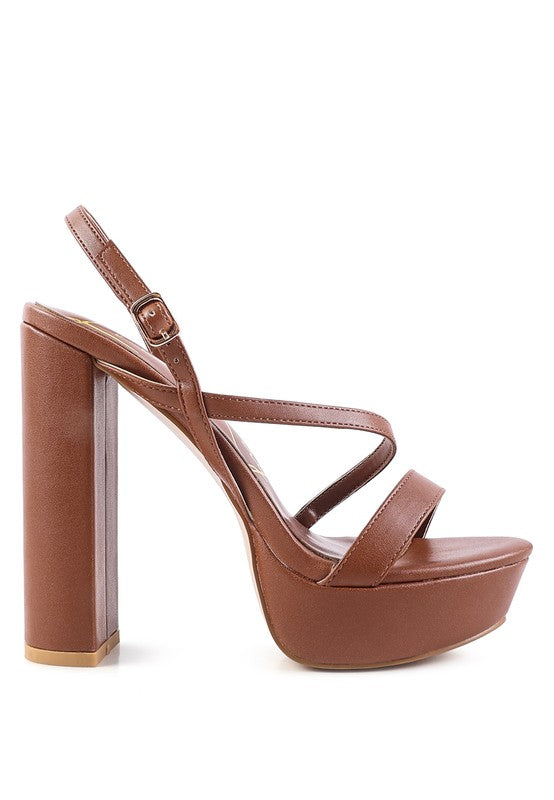 SLEGS SLINGBACK BLOCK HIGH HEELED SANDALS