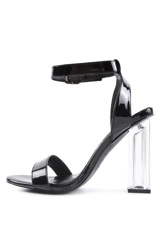 POLOMA CHUNKY CLEAR HIGH HEELED SANDALS