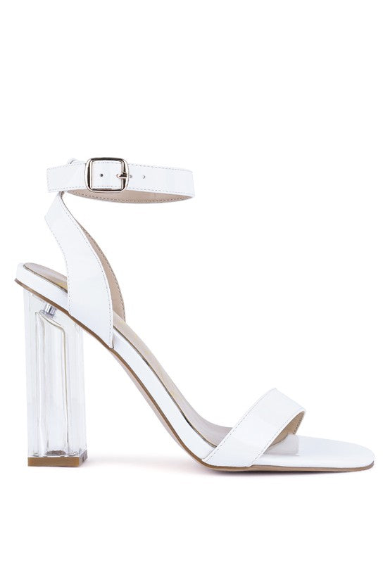 POLOMA CHUNKY CLEAR HIGH HEELED SANDALS