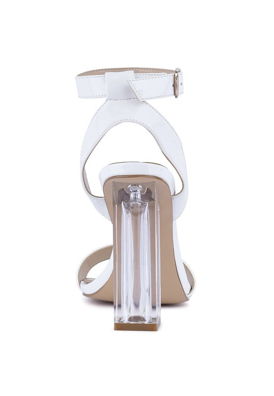 POLOMA CHUNKY CLEAR HIGH HEELED SANDALS