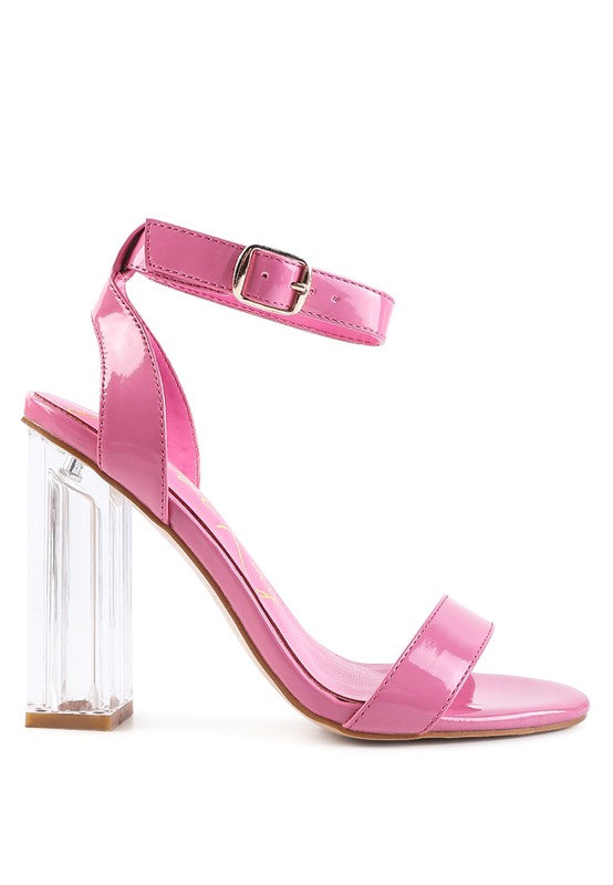 POLOMA CHUNKY CLEAR HIGH HEELED SANDALS