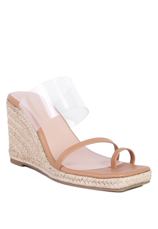 CLEAR PATH TOE RING ESPADRILLES WEDGE SANDALS
