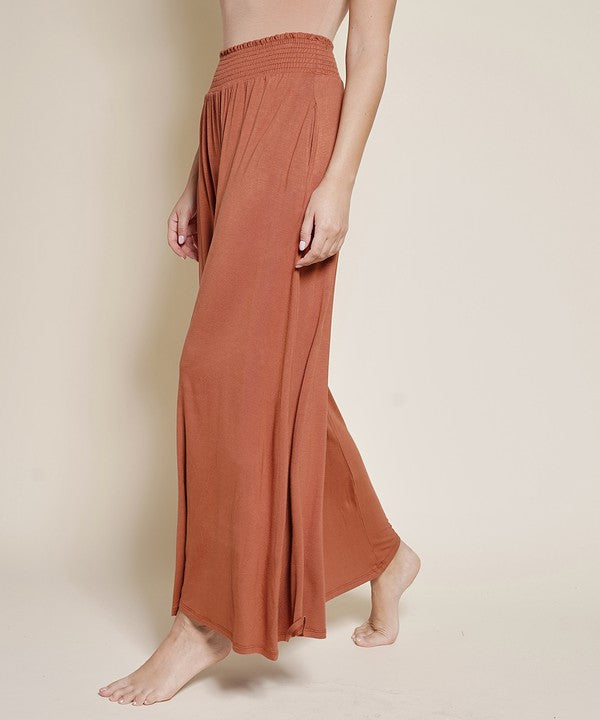 SMOCK ELASTIC WAIST MAXI PALAZZO