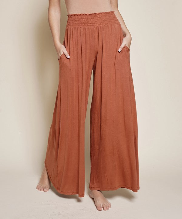 SMOCK ELASTIC WAIST MAXI PALAZZO