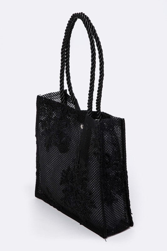 LACE STRUCTURED MINI TOTE