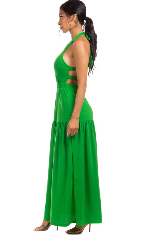 HALTER OPEN BACK MAXI DRESS