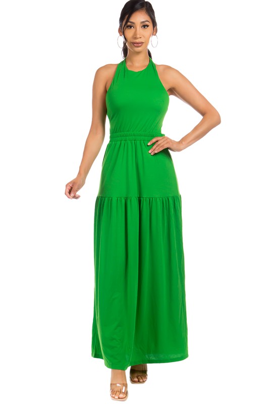 HALTER OPEN BACK MAXI DRESS