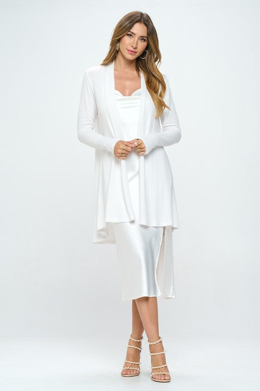 PLUS BRUSHED KNIT DRAPED CARDIGAN WITH CASHMERE FEEL