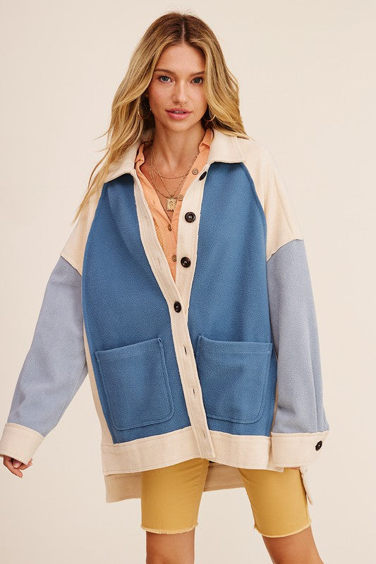 SOFT TOUCH TERRY LIKE SHACKET KNIT JACKET