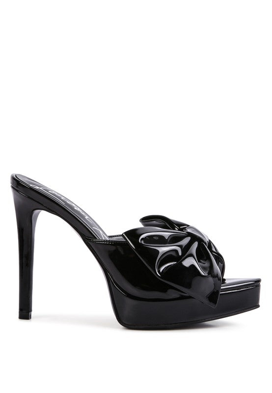 MY TIME PATENT PU BOW DETAIL HIGH HEELED SANDAL