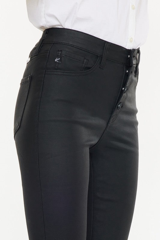 HIGH RISE COATED ANKLE SKINNY JEANS