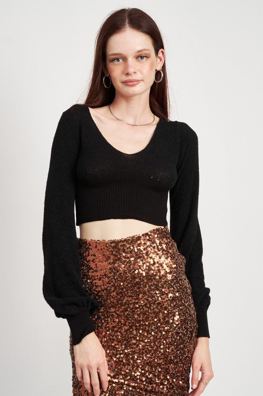 CONTRAST KNIT RIB CROP TOP