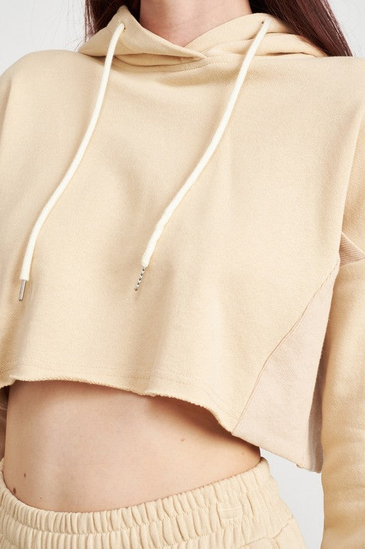 CROPPED HOODIE WITH DRAWSTRINGS