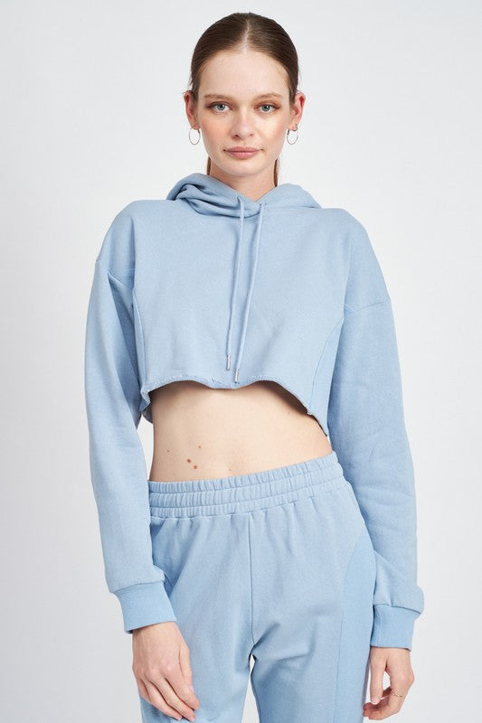 CROPPED HOODIE WITH DRAWSTRINGS