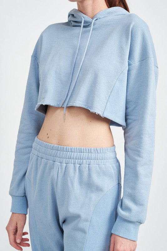 CROPPED HOODIE WITH DRAWSTRINGS