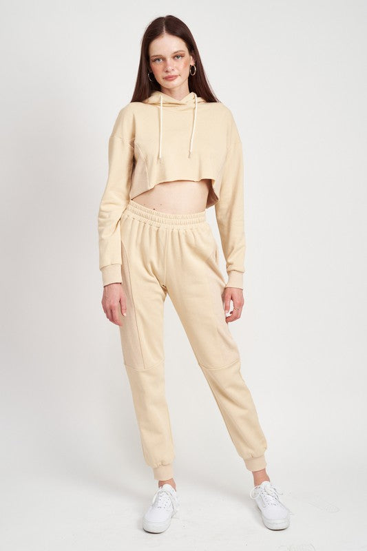 CROPPED HOODIE WITH DRAWSTRINGS