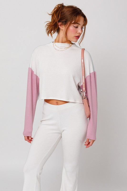 LONG SLEEVE CONTRAST TOP