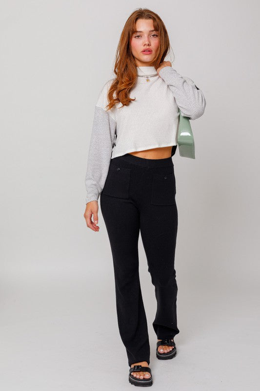 LONG SLEEVE CONTRAST TOP