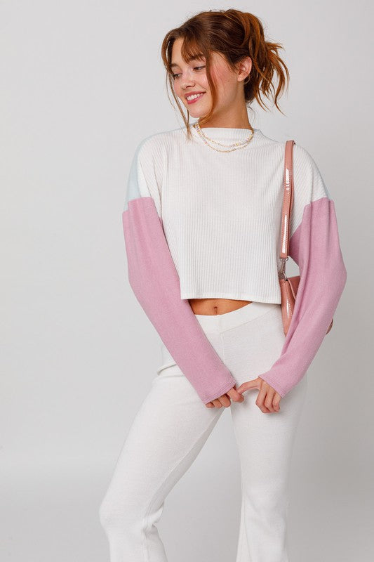 LONG SLEEVE CONTRAST TOP