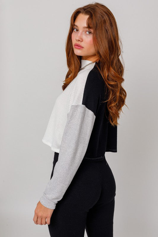 LONG SLEEVE CONTRAST TOP