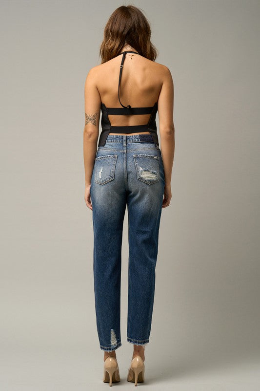 HIGH WAIST STRAIGHT JEANS