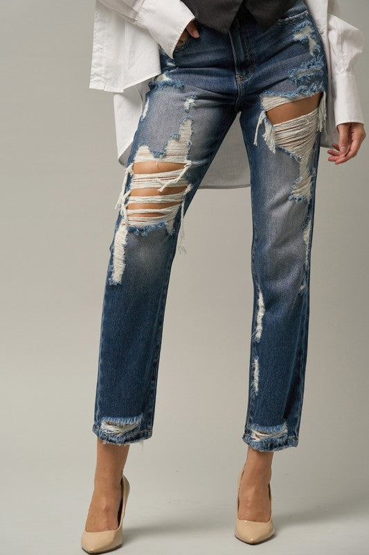 HIGH WAIST STRAIGHT JEANS