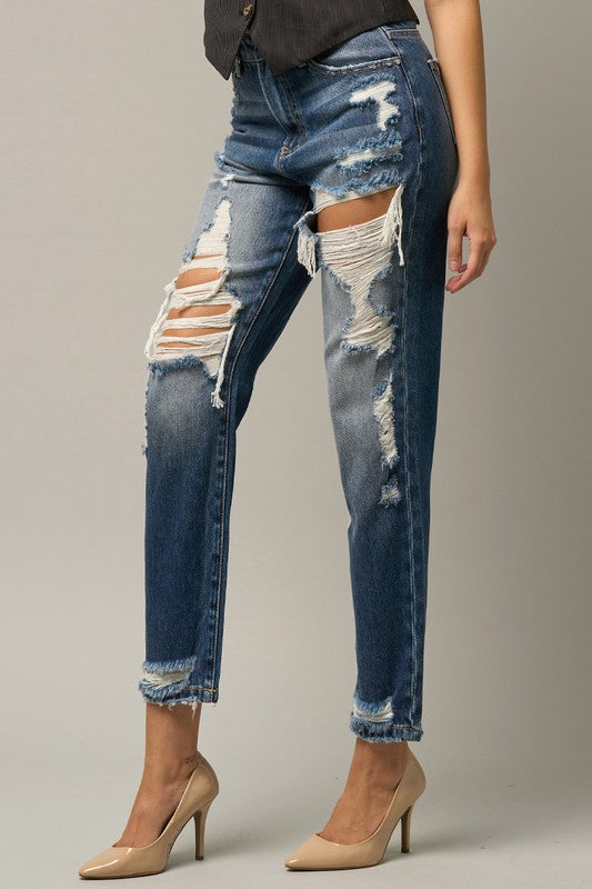 HIGH WAIST STRAIGHT JEANS