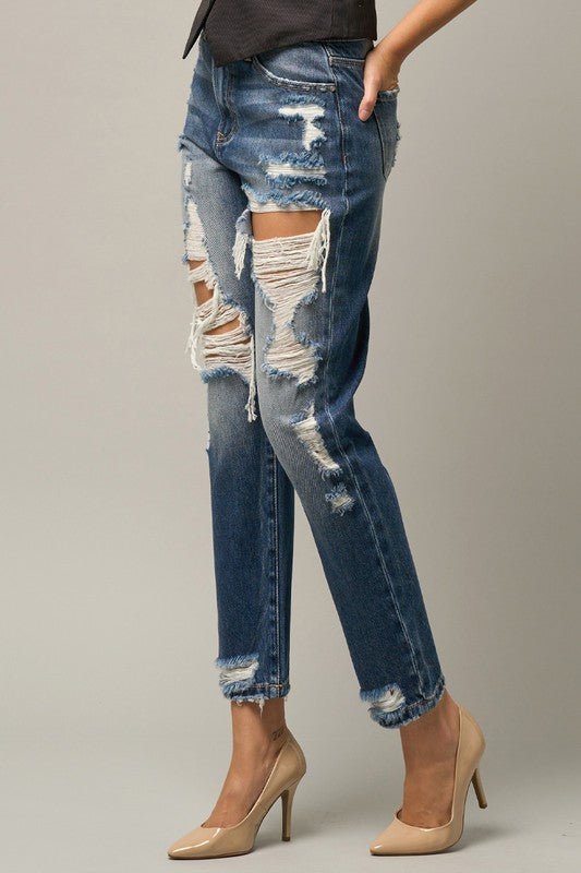 HIGH WAIST STRAIGHT JEANS