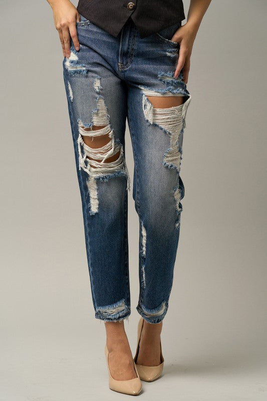 HIGH WAIST STRAIGHT JEANS