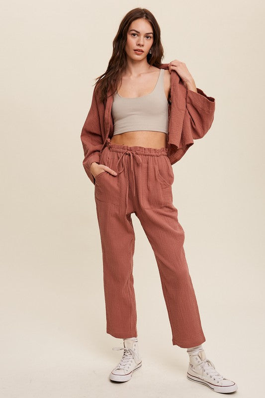 LONG SLEEVE BUTTON DOWN AND LONG PANTS SET