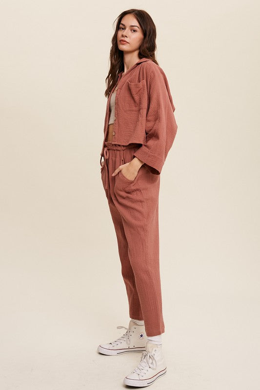 LONG SLEEVE BUTTON DOWN AND LONG PANTS SET