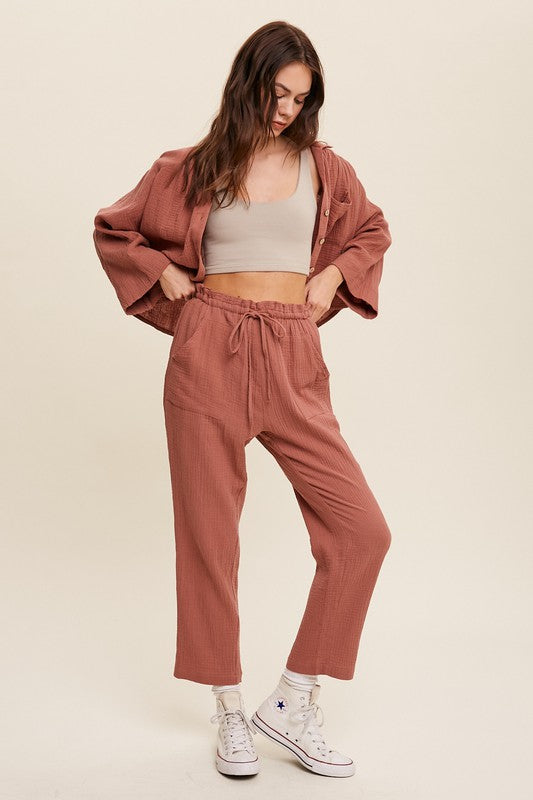 LONG SLEEVE BUTTON DOWN AND LONG PANTS SET