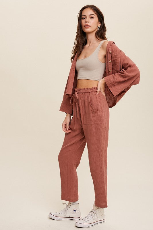 LONG SLEEVE BUTTON DOWN AND LONG PANTS SET