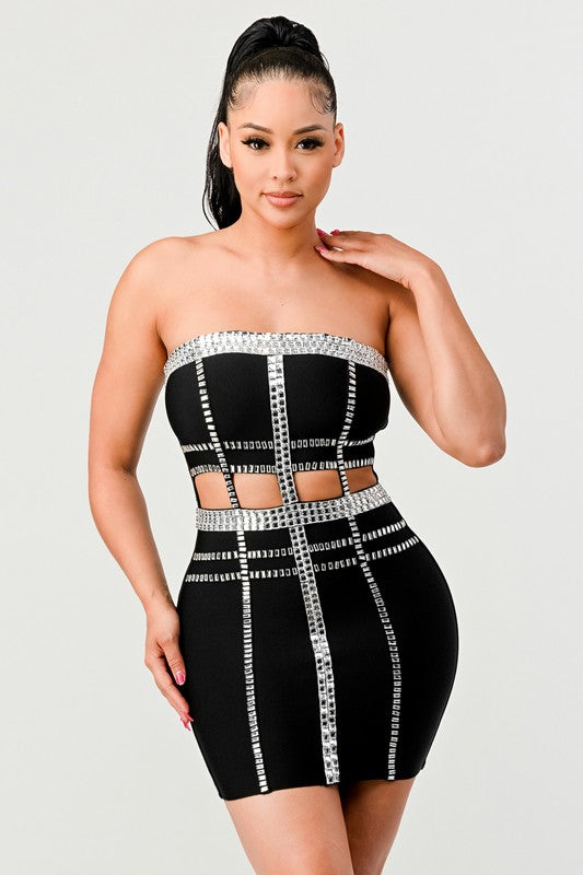 ATHINA  CONNECT THE BEADS TUBE BANDAGE DRESS