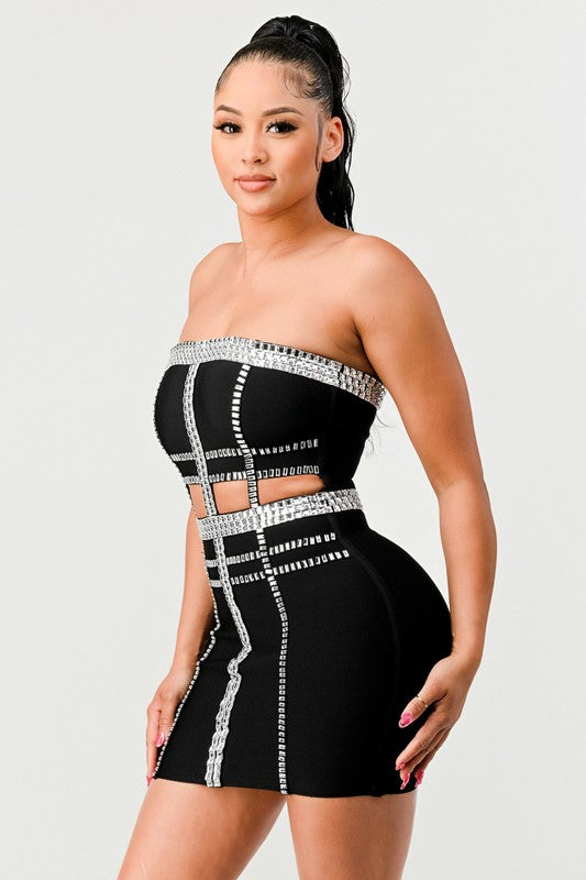 ATHINA  CONNECT THE BEADS TUBE BANDAGE DRESS