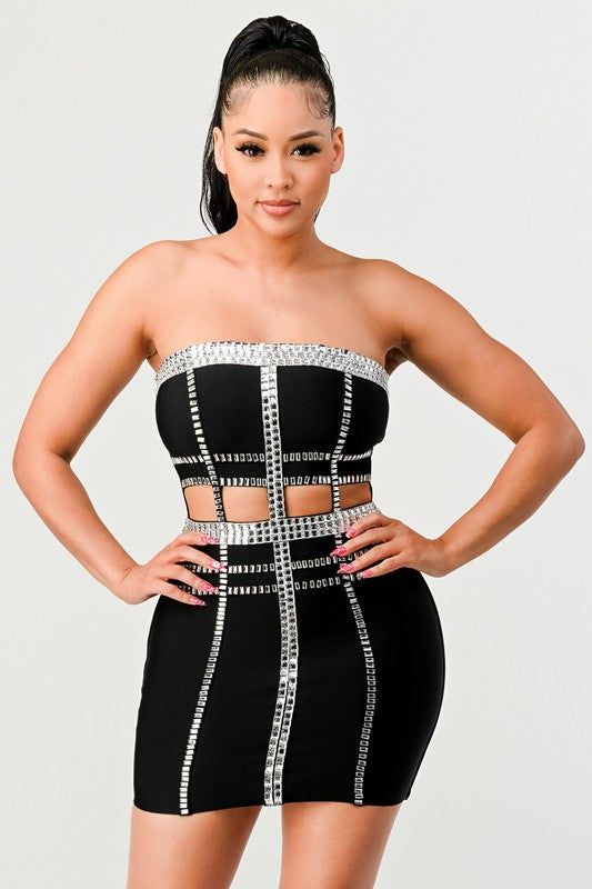 ATHINA  CONNECT THE BEADS TUBE BANDAGE DRESS