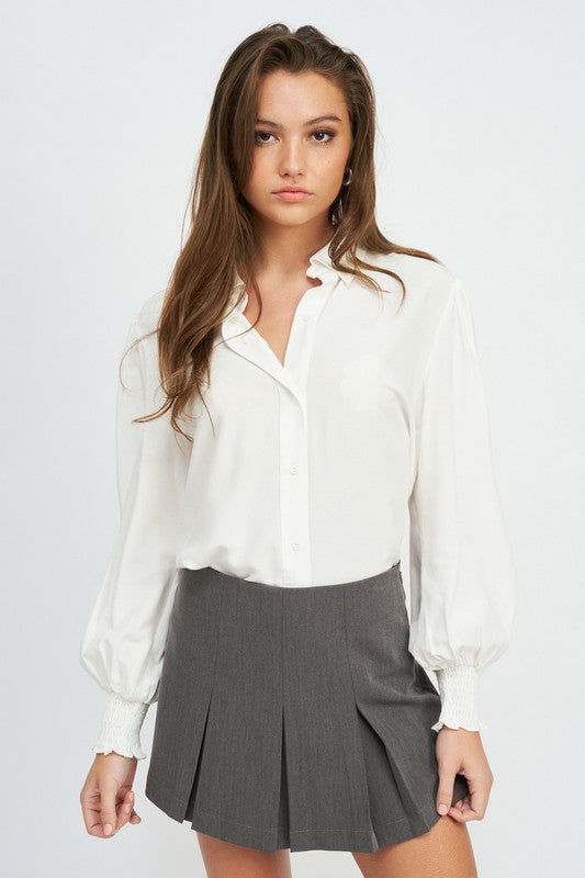 BUTTON UP COLLARED BLOUSE