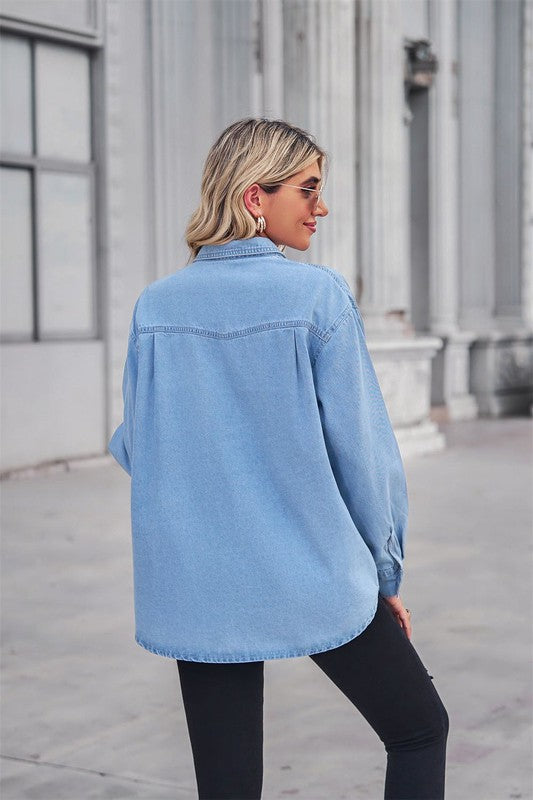 DENIM LONG SLEEVE TOP