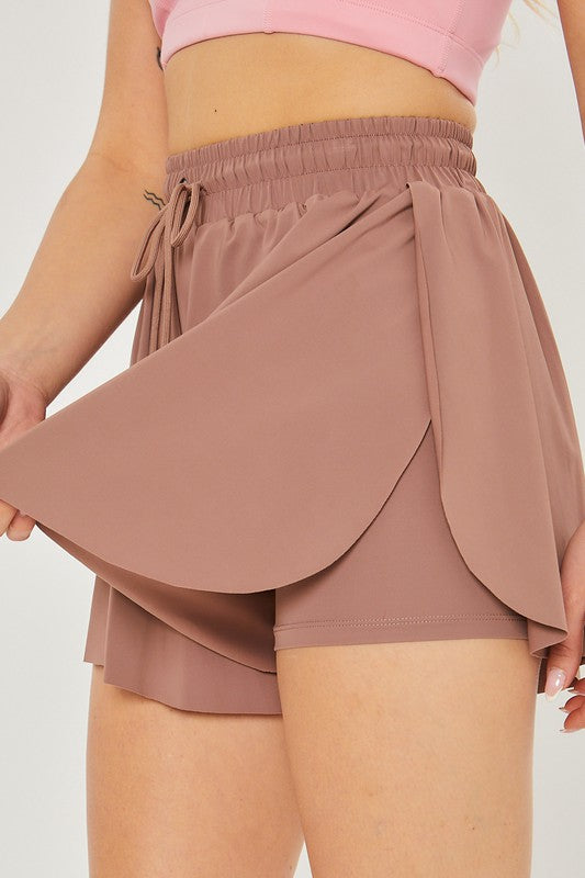 ACTIVEWEAR TWO IN ONE DRAWSTRING SHORTS