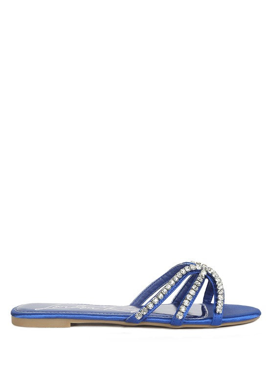 MEZZIE DIAMANTE STRAP FLAT SANDALS