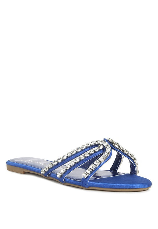 MEZZIE DIAMANTE STRAP FLAT SANDALS