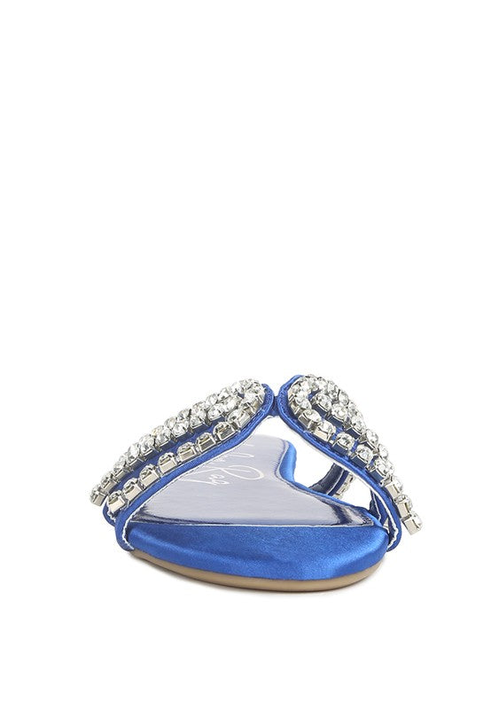 MEZZIE DIAMANTE STRAP FLAT SANDALS