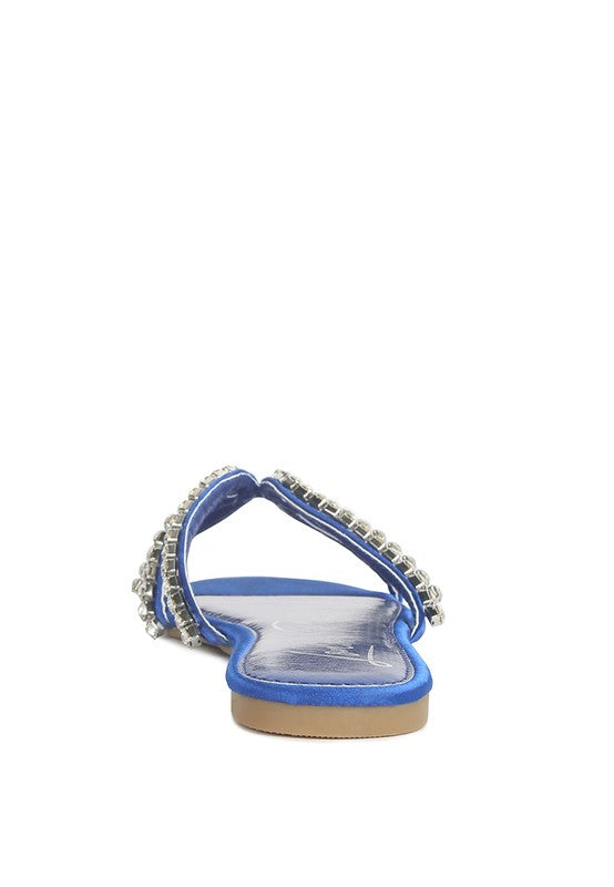 MEZZIE DIAMANTE STRAP FLAT SANDALS