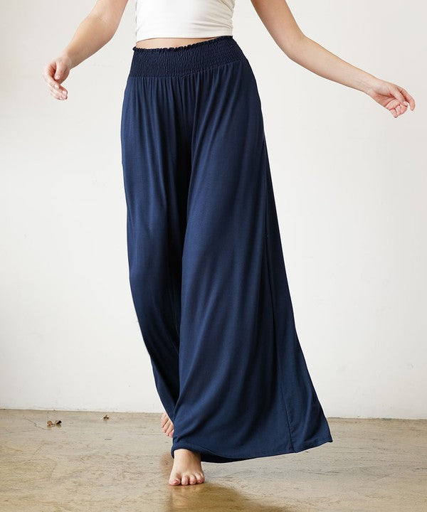 SMOCK ELASTIC WAIST MAXI PALAZZO