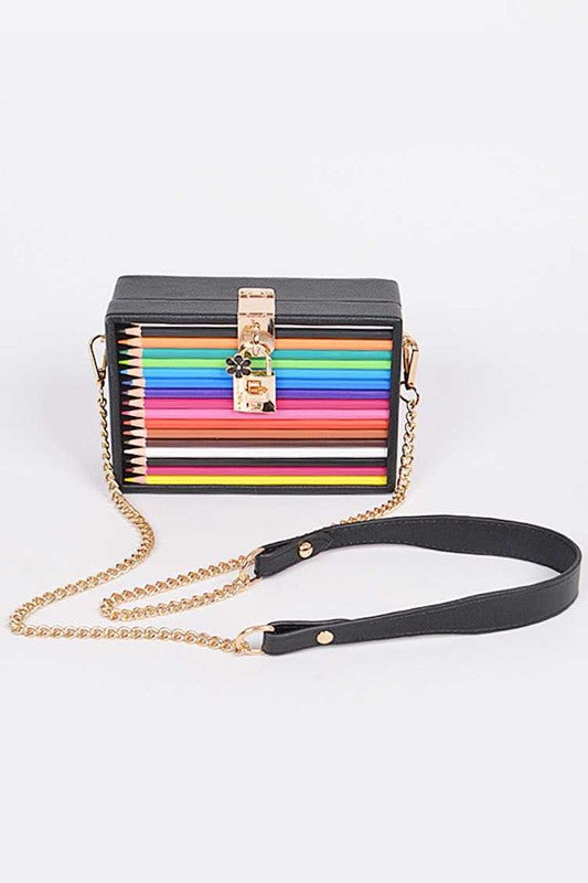 ICONIC LOCKET COLOR PENCIL BOX CLUTCH