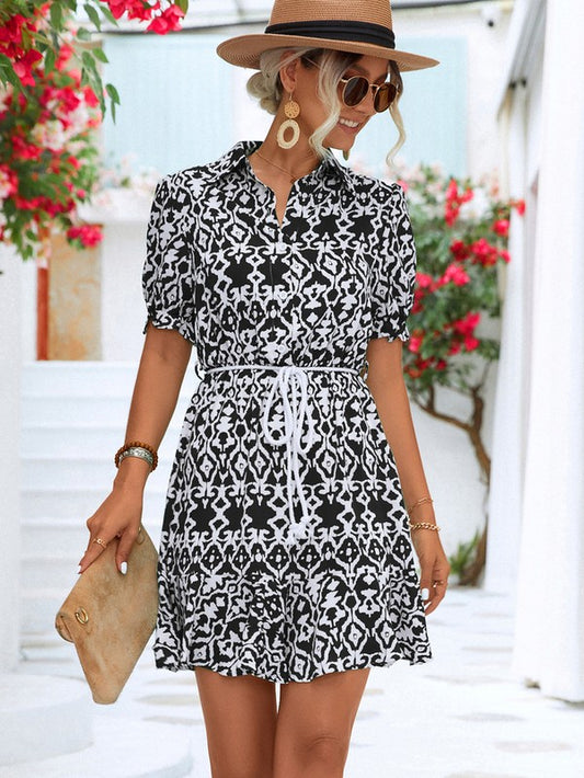 PRINTED BUTTON DOWN ROMPER