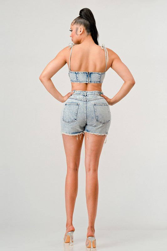 ATHINA NO STRINGS ATTACHED DISTRESSED DENIM SET