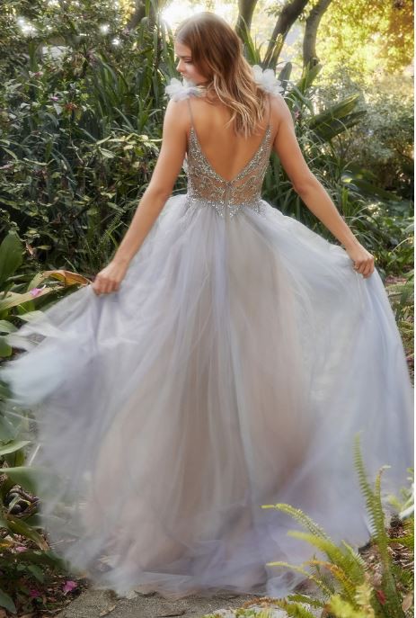 BLOOM BEADED A-LINE TULLE GOWN