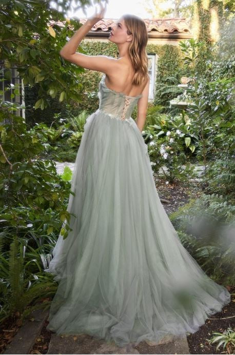 PLEATED DRAPE BALL GOWN