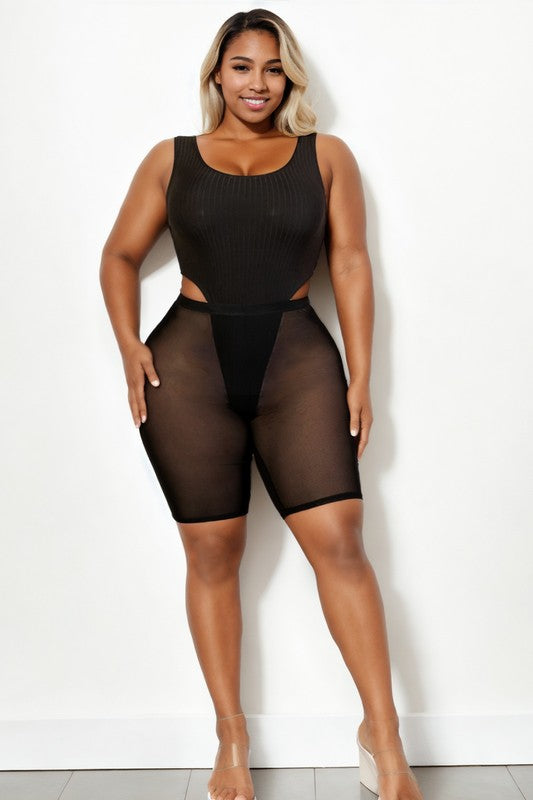 PLUS SIZE MESH BIKER SHORTS